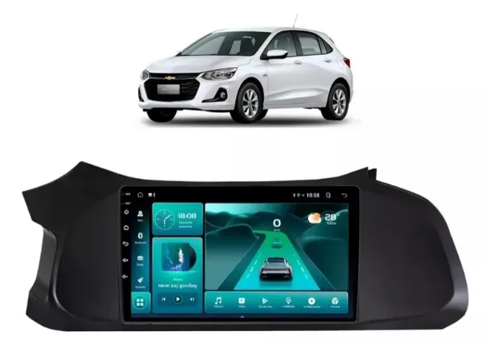 Central Multimídia Android 9pol. Qled Carplay/a.auto s/ fio Onix  2012 a 2019