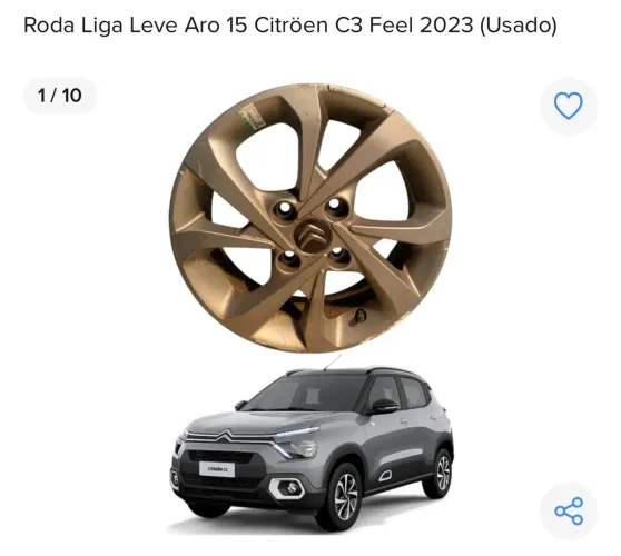 Roda Liga Leve Aro 15 Citroën C3 Feel 2023
