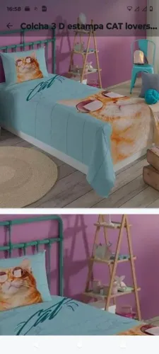 Cobre leito 3D estampa CAT lovers solteiro ?% poliéster Lepper 