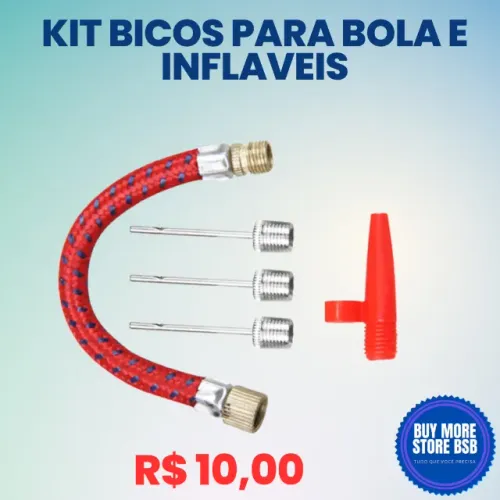 Kit Bicos Para Encher Bolas Boia Agulha P/ Bola Rosqueável