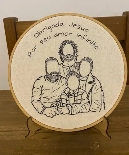 Sua foto com frase bordada 22cm