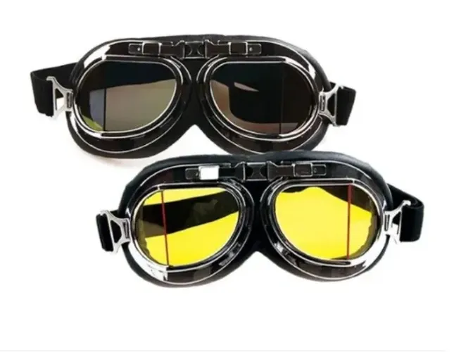 Oculos Google Aviador Motocicleta Cafe racer Retro Steampunk