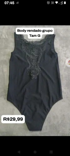 Body rendado preto - Tamanho G