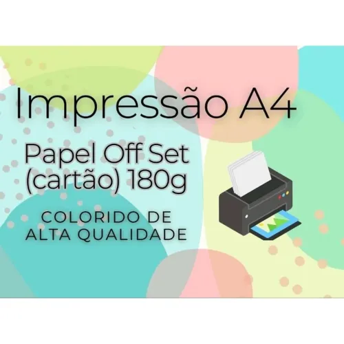 Impressão Papel OffSet A4 180g Colorido - Alta Qualidade