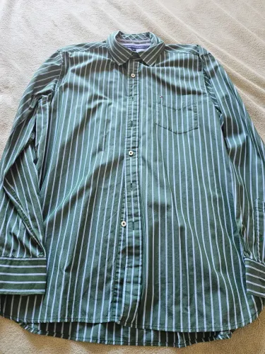 Camisa Social Tommy Hilfiger Verde Listrada