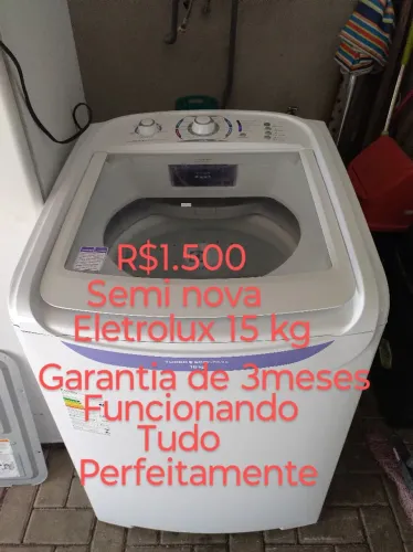 Máquina de Lavar Eletrolux 15kg Semi Nova.R$1.400, garantia de 3meses.Itajai