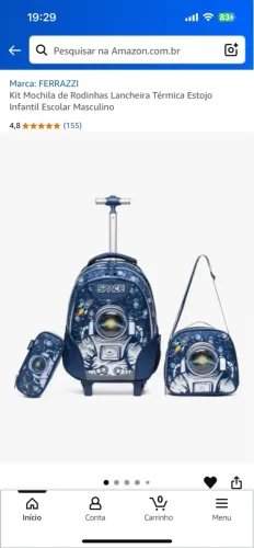 Kit mochila infantil escolar nova