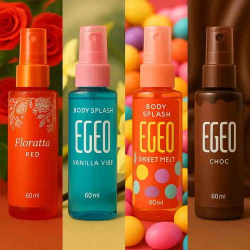 Body Splash Egeo Floratta Red, Vanilla Vibe, Sweet Melt e Choc