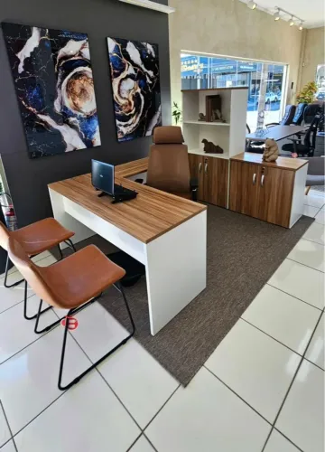 MESA COM ARMARIOS - SEVILHA E BRANCO - LOJA IKONMIXOFFICE 