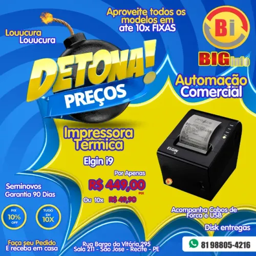 Impressora Termica Nao Fiscal Elgin I9 Usb Guilhotina