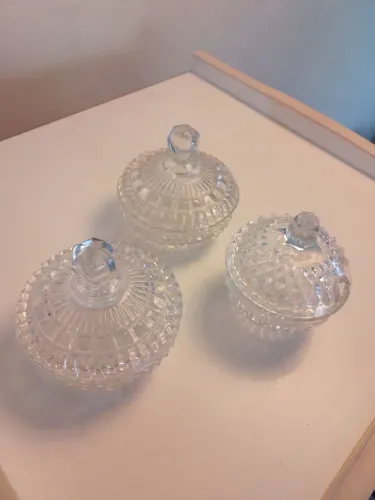 Conjunto de Potes de Cristal Decorativos