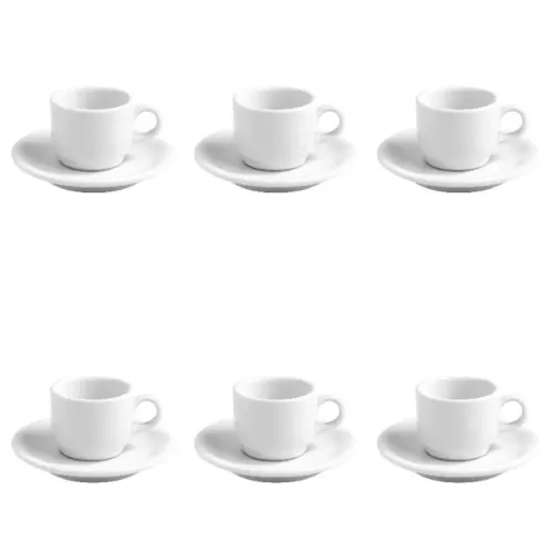 Jogo de Xícaras para Chá de Porcelana com Pires Biona Vitramik Oxford 65 ml (6 und)