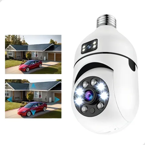 Câmera de Segurança lampada  Wi-Fi com Visão Noturna wifi  lente dupla 2 em 1  lampada