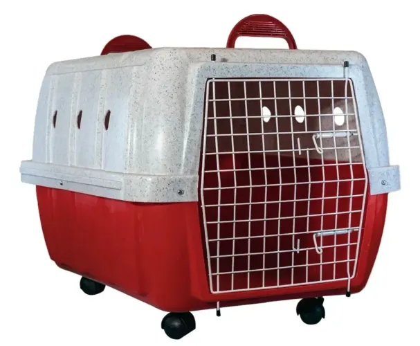 Caixa Transporte Cachorro pet Clicknew N4 Vermelha Com Rodinhas e Ventilação
