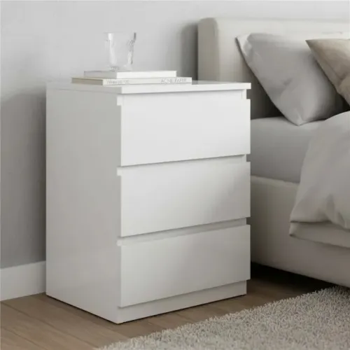 Mesa de Cabeceira C/3 Gaveta Branco 100% MDF