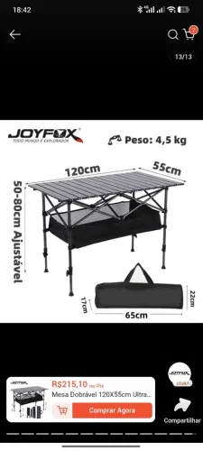 Meda dobrável camping Joy fox