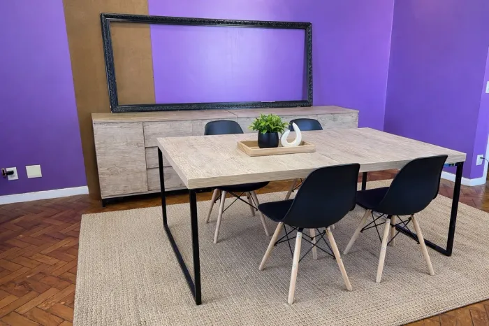 Sala Completa - Mesa + 4 Cadeiras + Buffet + Moldura | OPORTUNIDADE 