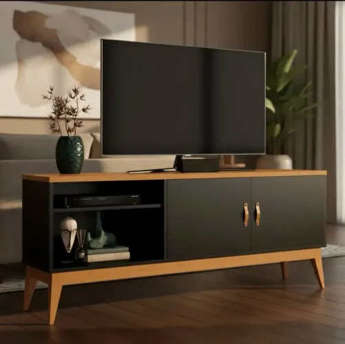Rack para TV Star EDN Móveis - Cedro/Preto