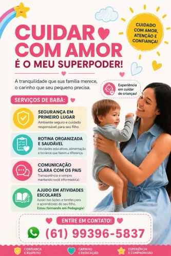 Cuida-se de crianças. Valor a negociar.