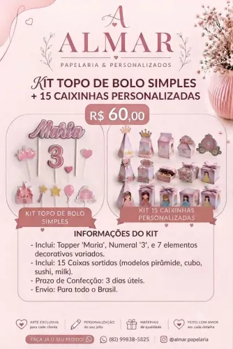 Kit topo de bolo + caixinhas