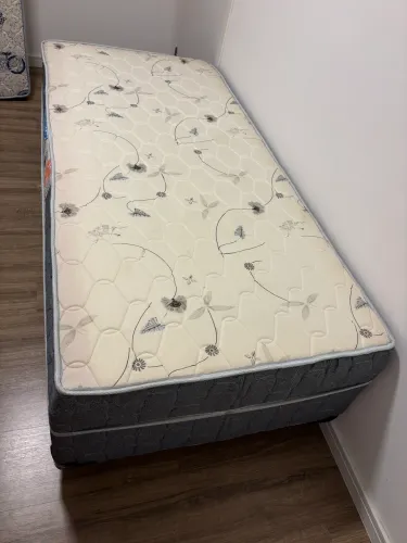 Cama box conjugado solteiro umaflex D28 preto/branco: