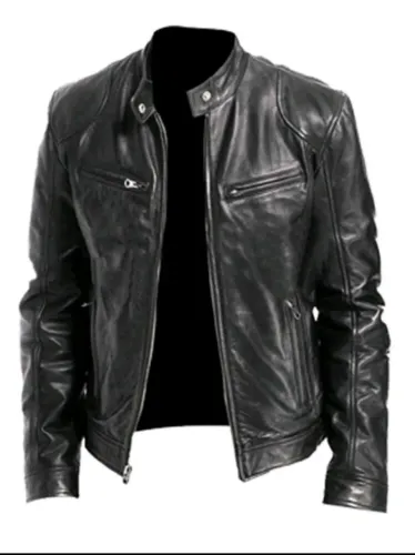 Jaqueta Masculina de Couro Slim - Casaco Forrado Leve Confortável Casual Inverno Estiloso