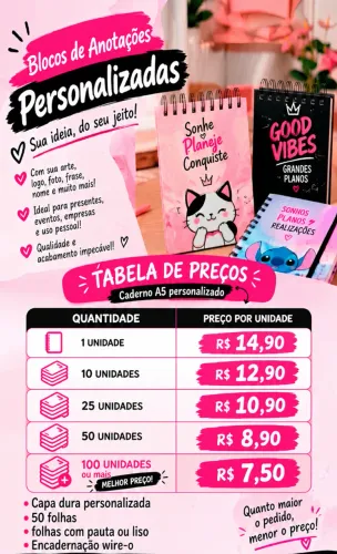 Bloco A6 com 50 folhas 16x11