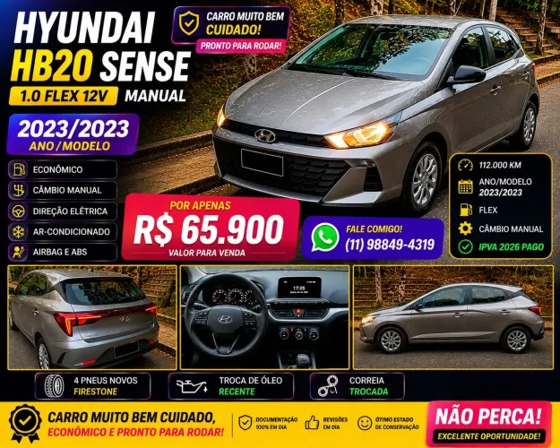 Hyundai HB20 Sense 1.0 Flex 12V MEC 2023