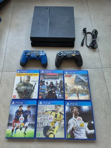 PS4 Sony + 2 Controles + 6 Jogos | PlayStation 4 Completo