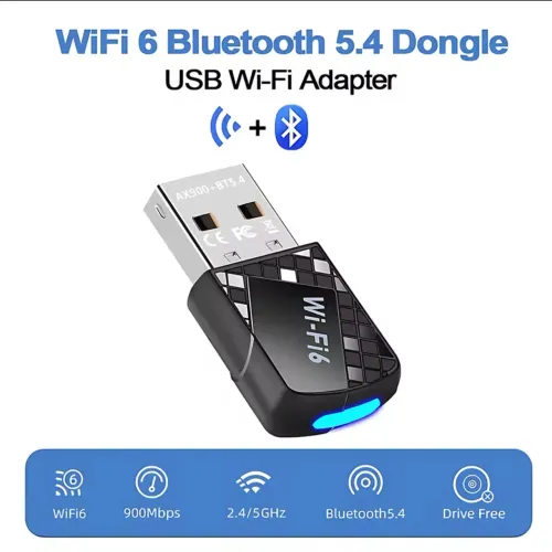 Adaptador Wi-Fi e bluetooth 5.4 sem fio banda dupla 2.4g + 5ghz 900mbps