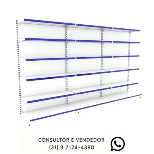 Gondola de Parede 6 Bandejas 2m de Altura