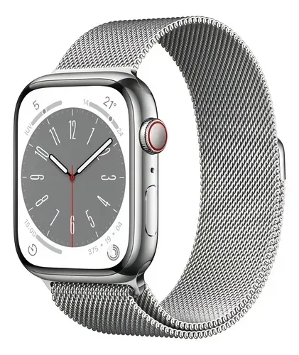 Apple Watch Series 8 45mm Aço Inoxidável (Inox) Prata + Pulseira Milanesa Original