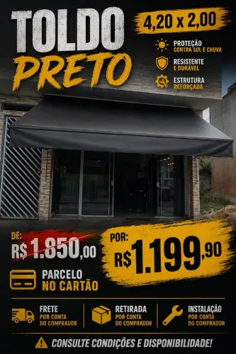 Toldo preto reforçado