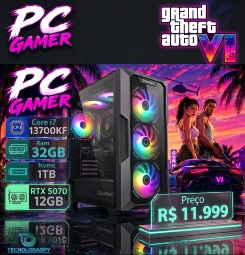 Pc Game i7 13°GHt 32GB Nvme 1TB RTx 5070 12GB Garantia e Nota