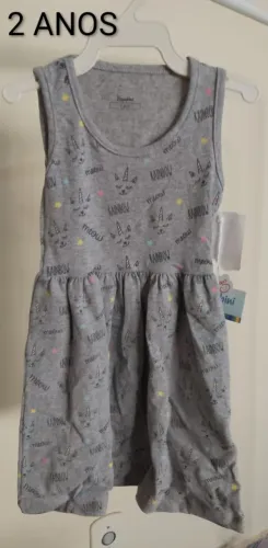 Vestido infantil cinza sem mangas - 2 ANOS