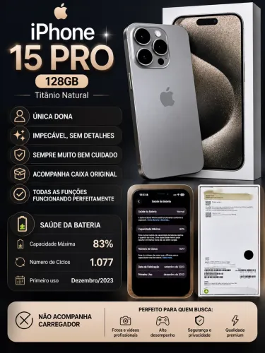 iPhone 15 Pro - 128g Cinza 