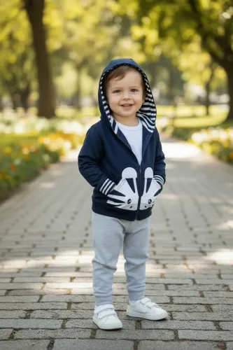 Conjunto de moletom infantil menino KYLY premium com zíper e capuz 