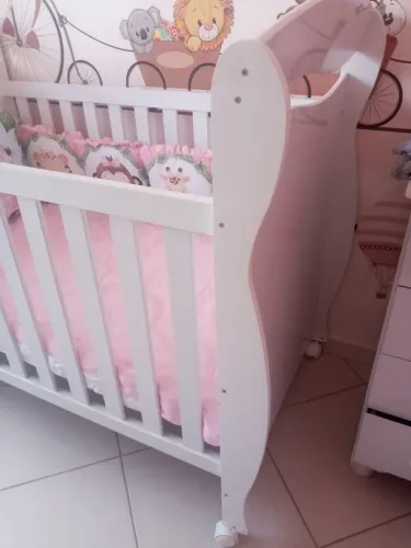 Berço Americano que vira minicama + colchão+ kit de berço 
