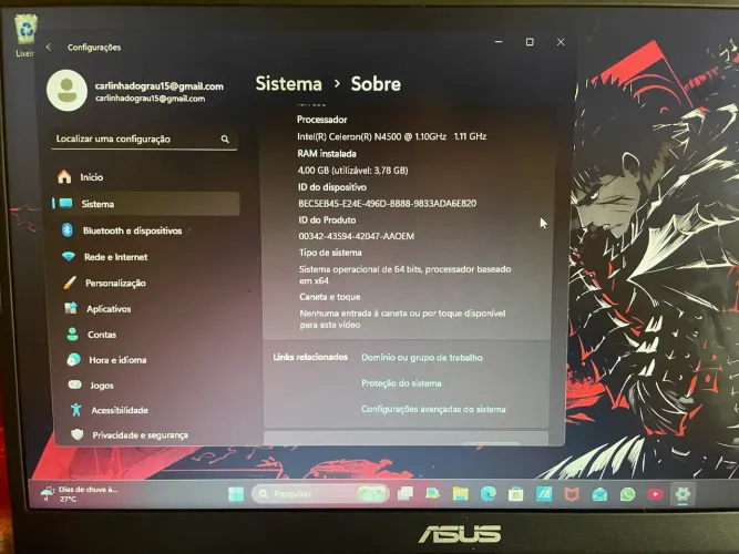 Notebook Asus seminovo sem marcas de uso 