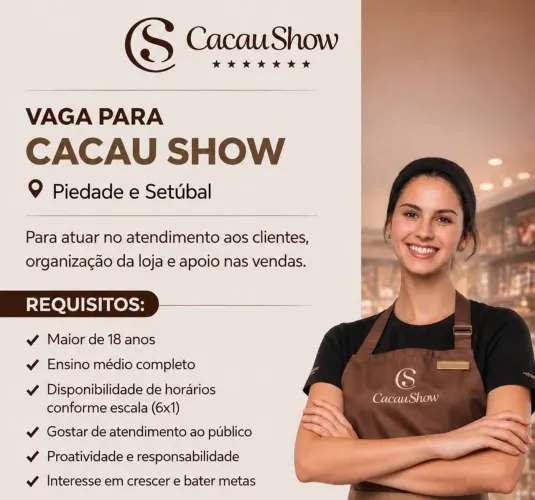 Vaga pra Atendente da Cacau Show