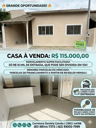Casa 2/4 em condomínio Valparaíso GO (Marajó)