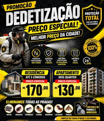 Detetização promoção residencial e apartamento