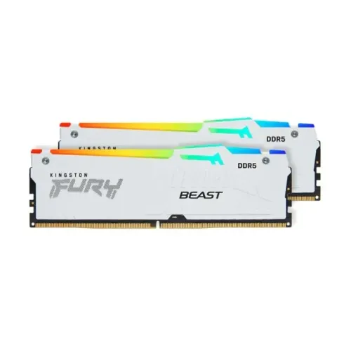 Memória RAM Kingston Fury Beast, RGB, 32GB (2x16GB), 5600MHz, DDR5, CL36, Branco