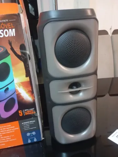 Caixa De Som Bluetooth Potente 50w Rgb Tws Usb Fm Portátil Preto 127/220v