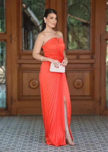 Vestido Festa Longo Laranja