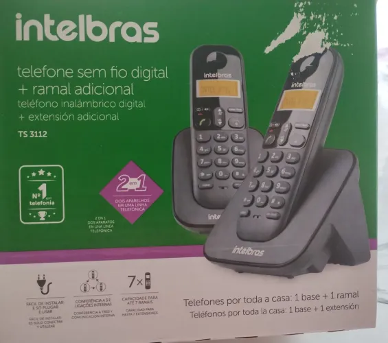 Telefone sem fio digital + ramal adicional Intelbras TS 3112 Preto