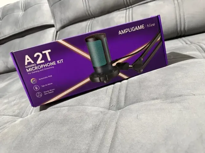 Microfone Gamer Fifine Ampligame A2T Kit Completo c/ Braço Articulado e RGB (PC/PS5)