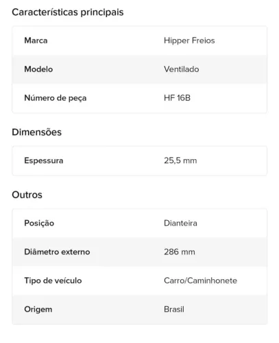 Vendo para de disco de freio para Ranger 1995 a 2012
