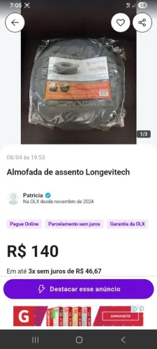 Vendo almofada de assento nova redonda 