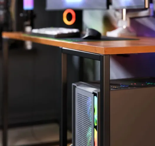 Escrivaninha gamer Tóquio industrial preta de 115 cm para home office com prateleira 